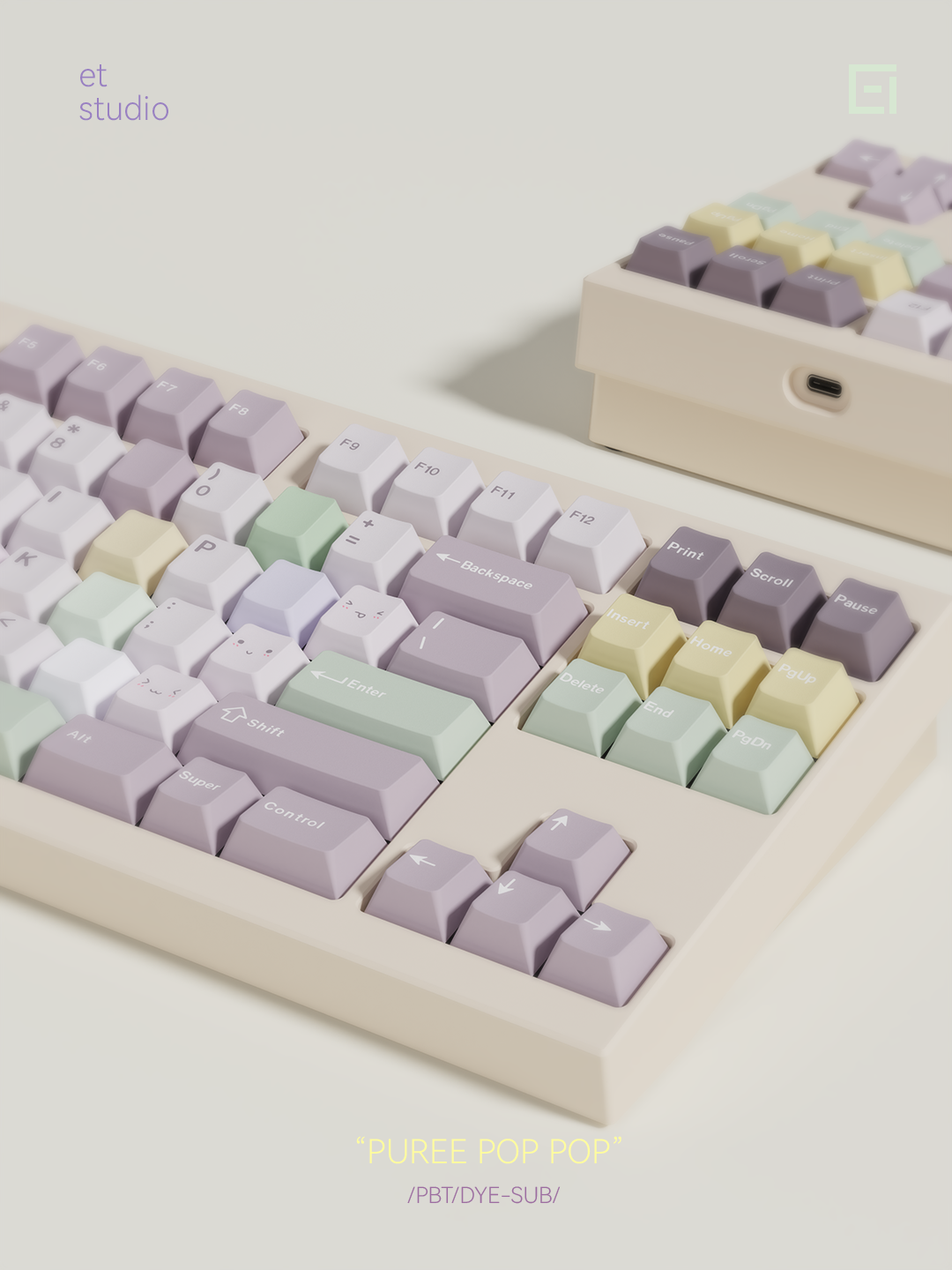 Taro Pistachio Pop Pop Keycaps