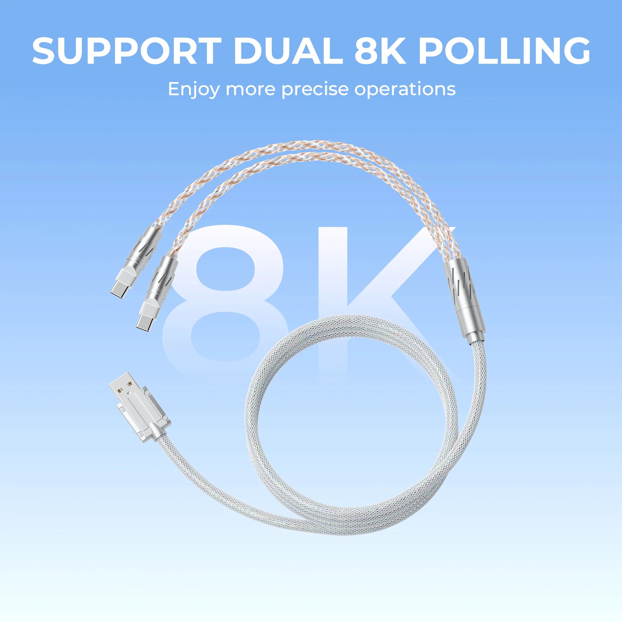 XVX CC8 1-to-2 Split RGB Braided Cable - 8K Polling Rate Support