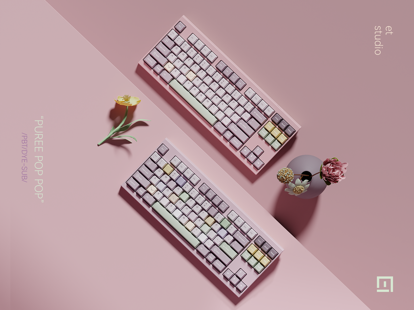 Taro Pistachio Pop Pop Keycaps