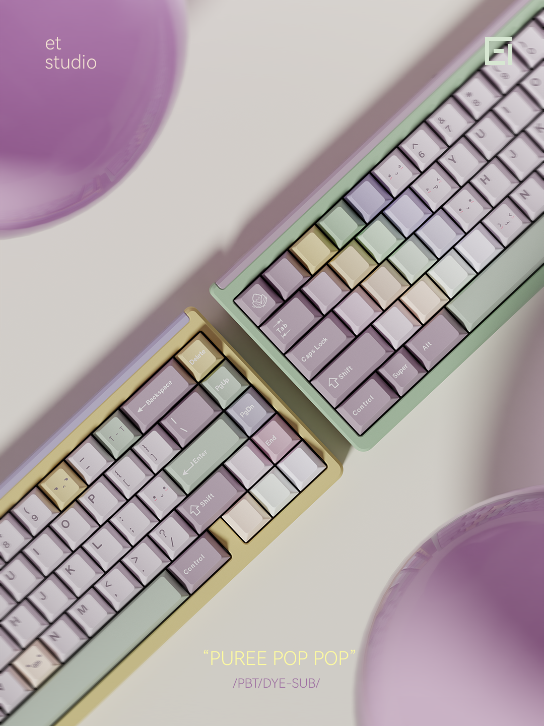 Taro Pistachio Pop Pop Keycaps