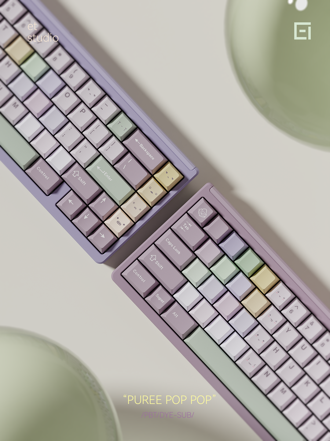 Taro Pistachio Pop Pop Keycaps