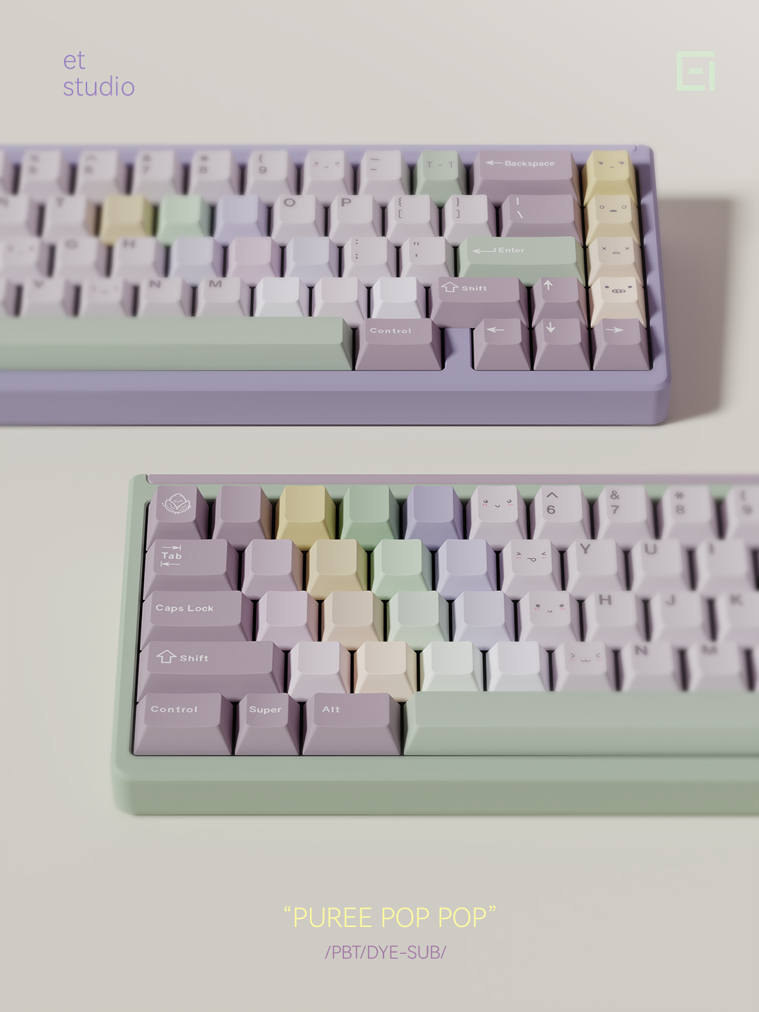 Taro Pistachio Pop Pop Keycaps