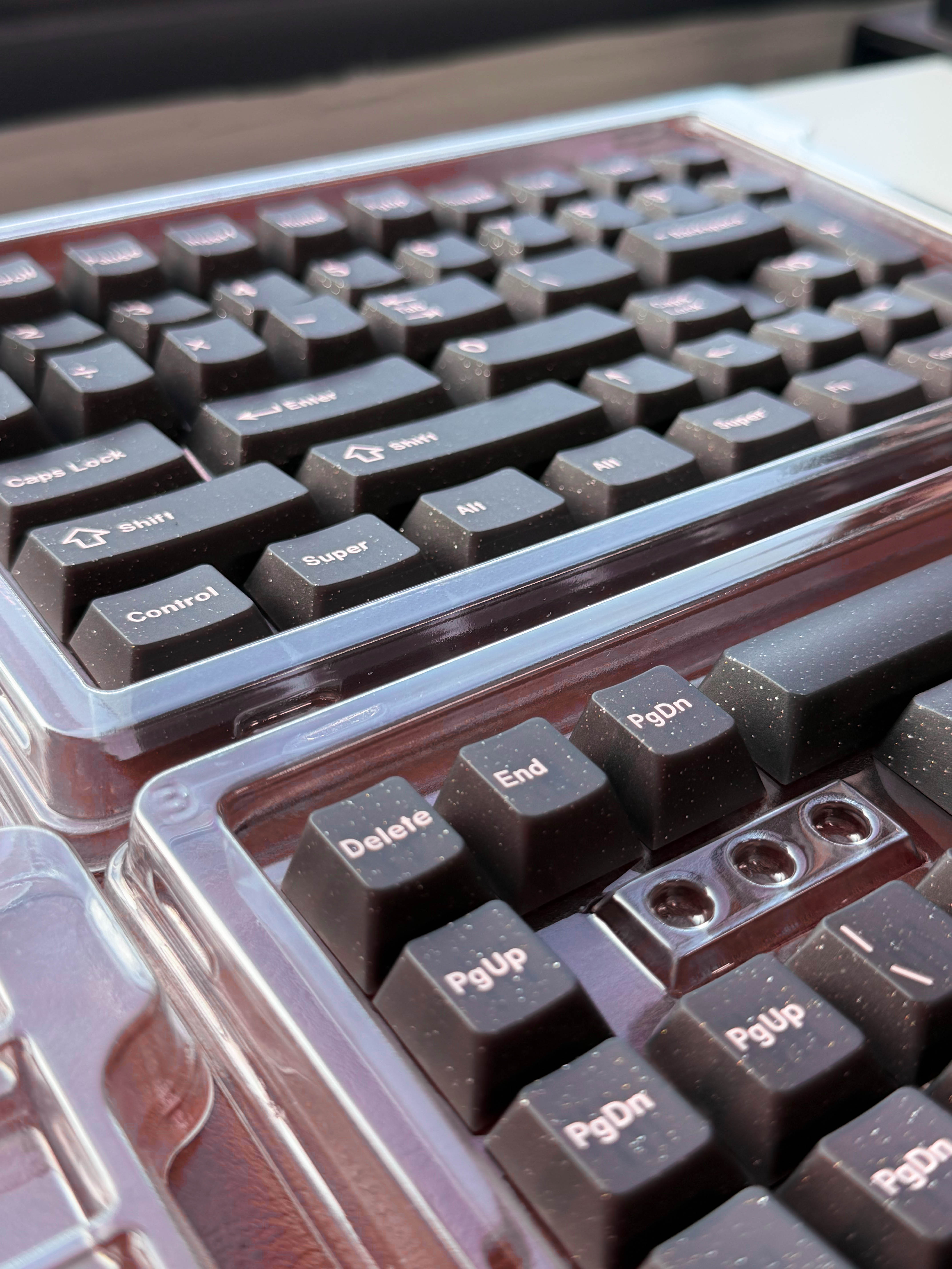 Pink on Black Glitter Doubleshot ABS Keycaps