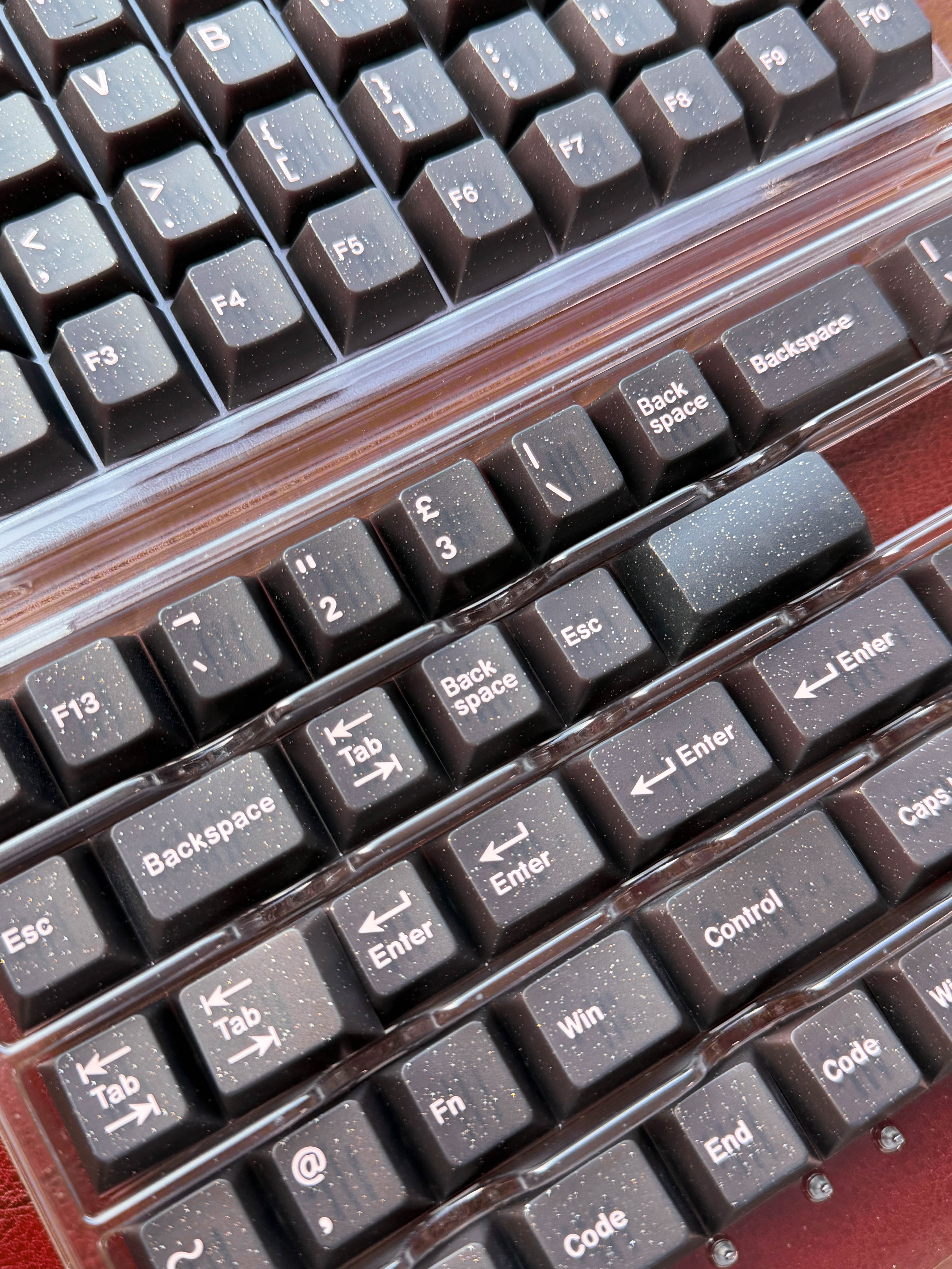 Pink on Black Glitter Doubleshot ABS Keycaps