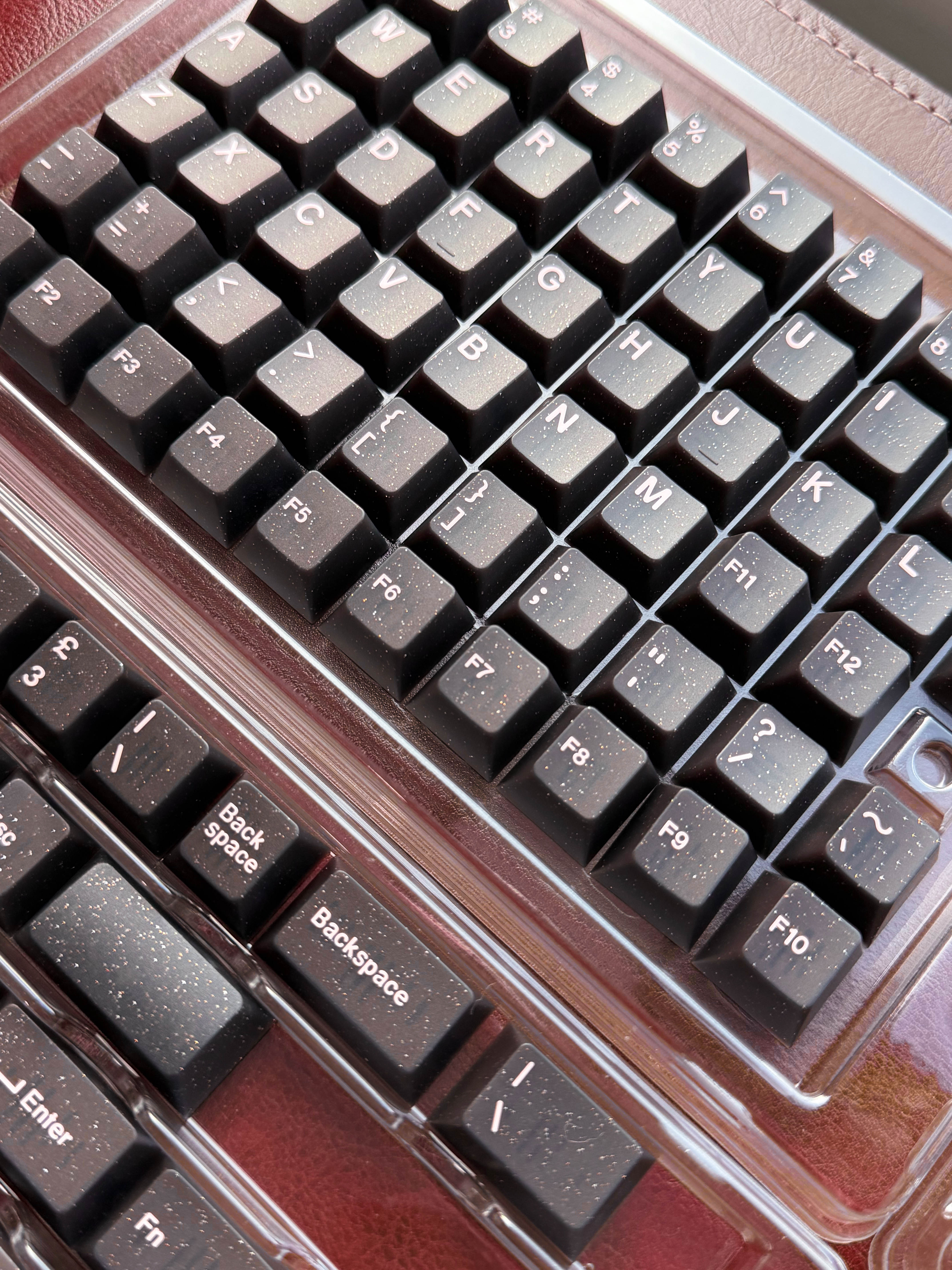 Pink on Black Glitter Doubleshot ABS Keycaps