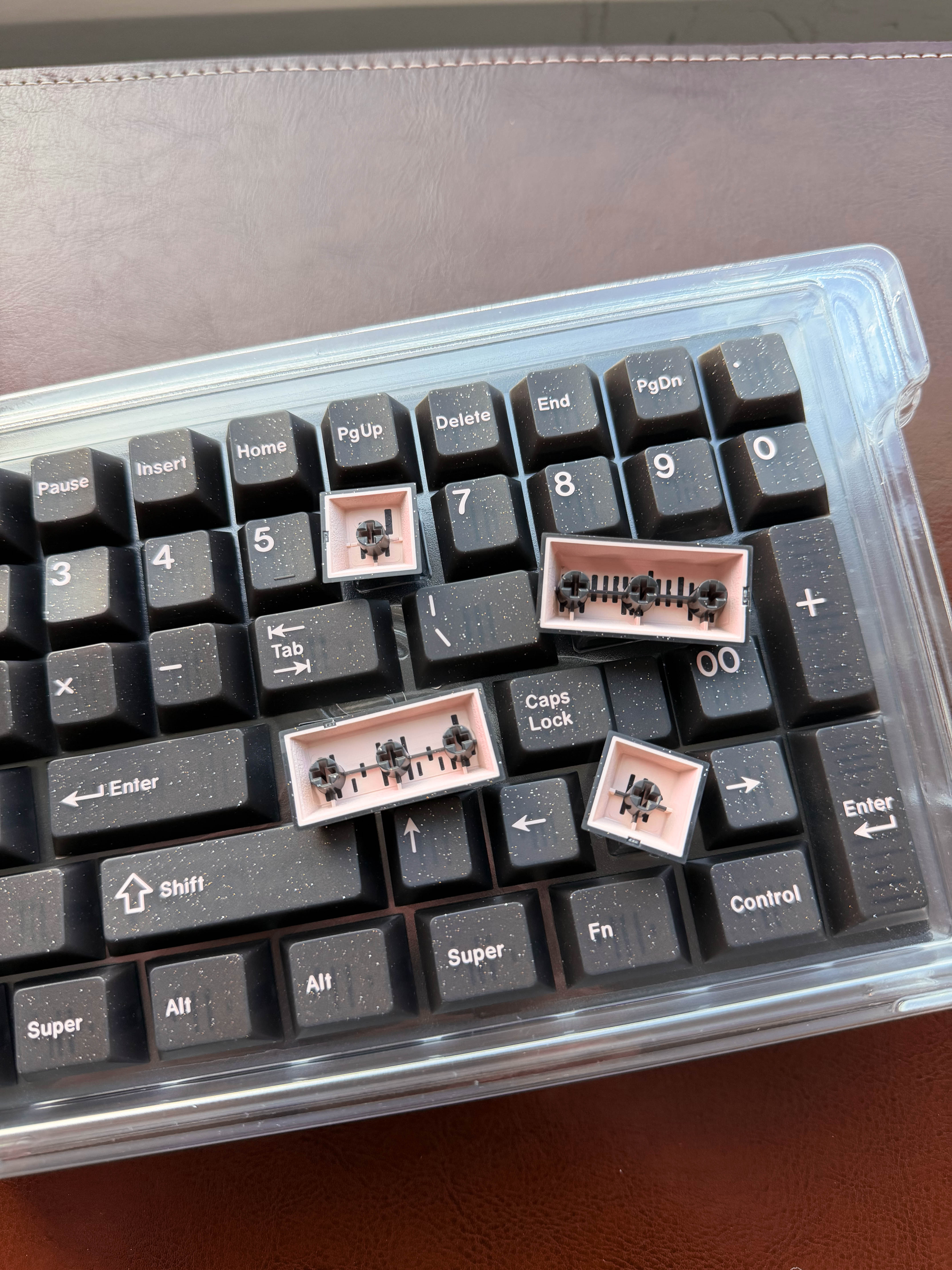 Pink on Black Glitter Doubleshot ABS Keycaps