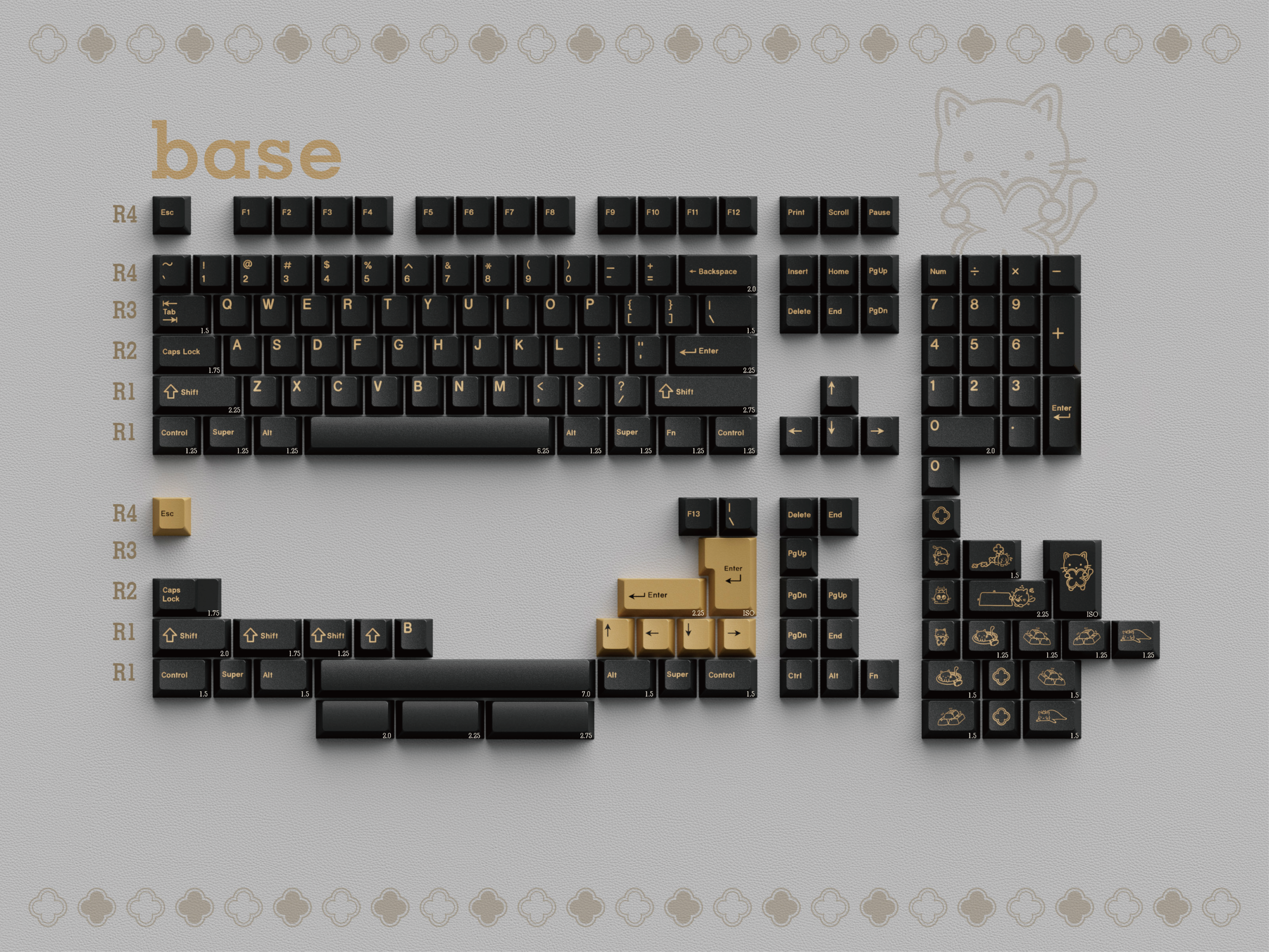 black and gold keycaps luxury look