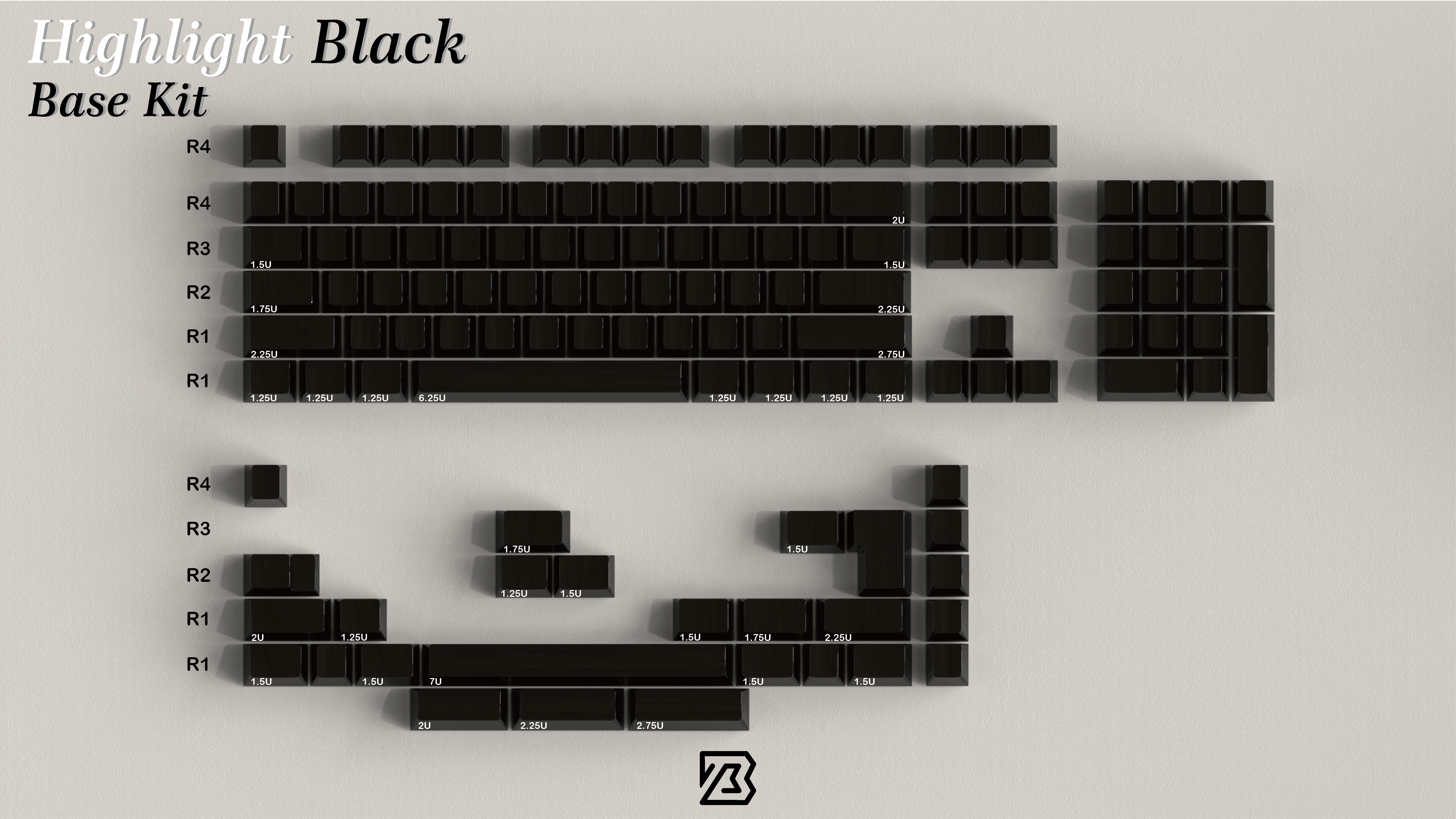 Keyboard Science Highlight Black Blank Keycaps