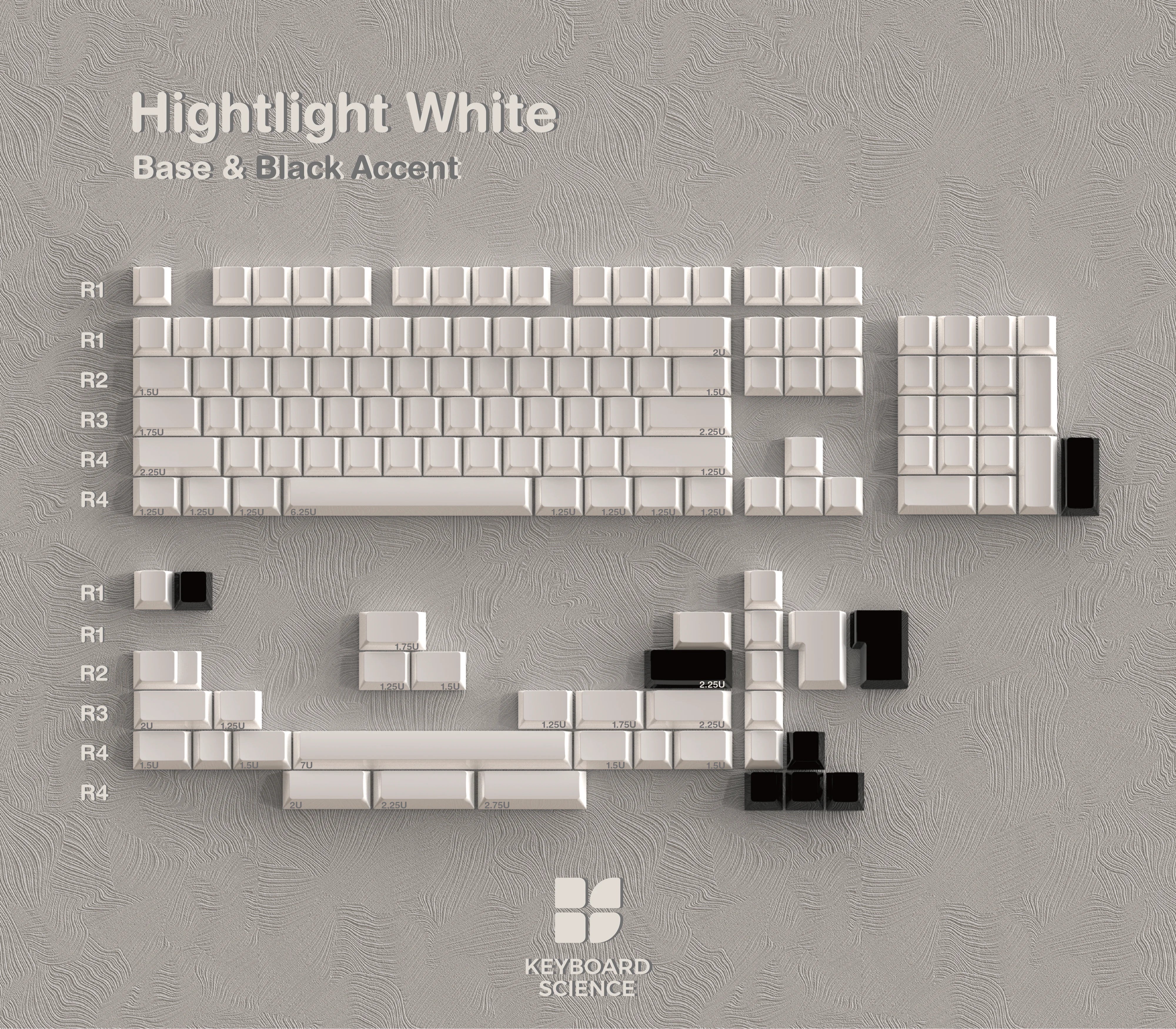 KBS Highlight White Blank Keycaps
