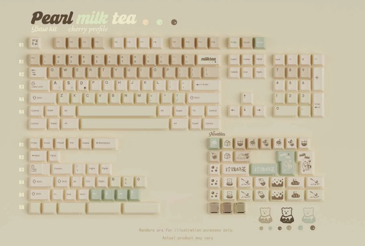 QK Pearl Milk Tea Keycaps
