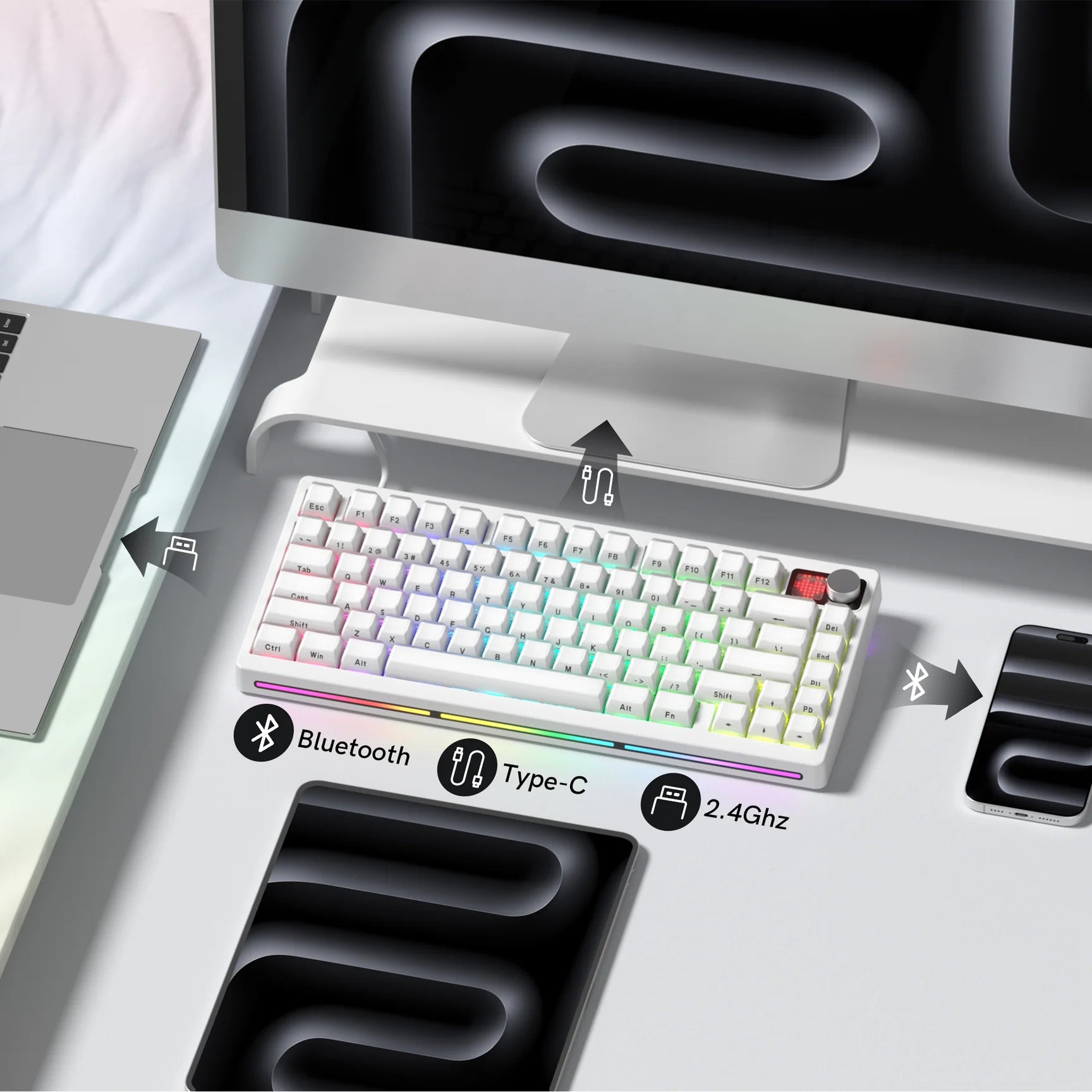 Womier MT75 Trimode with Screen and Knob Fully Assembled Keyboard