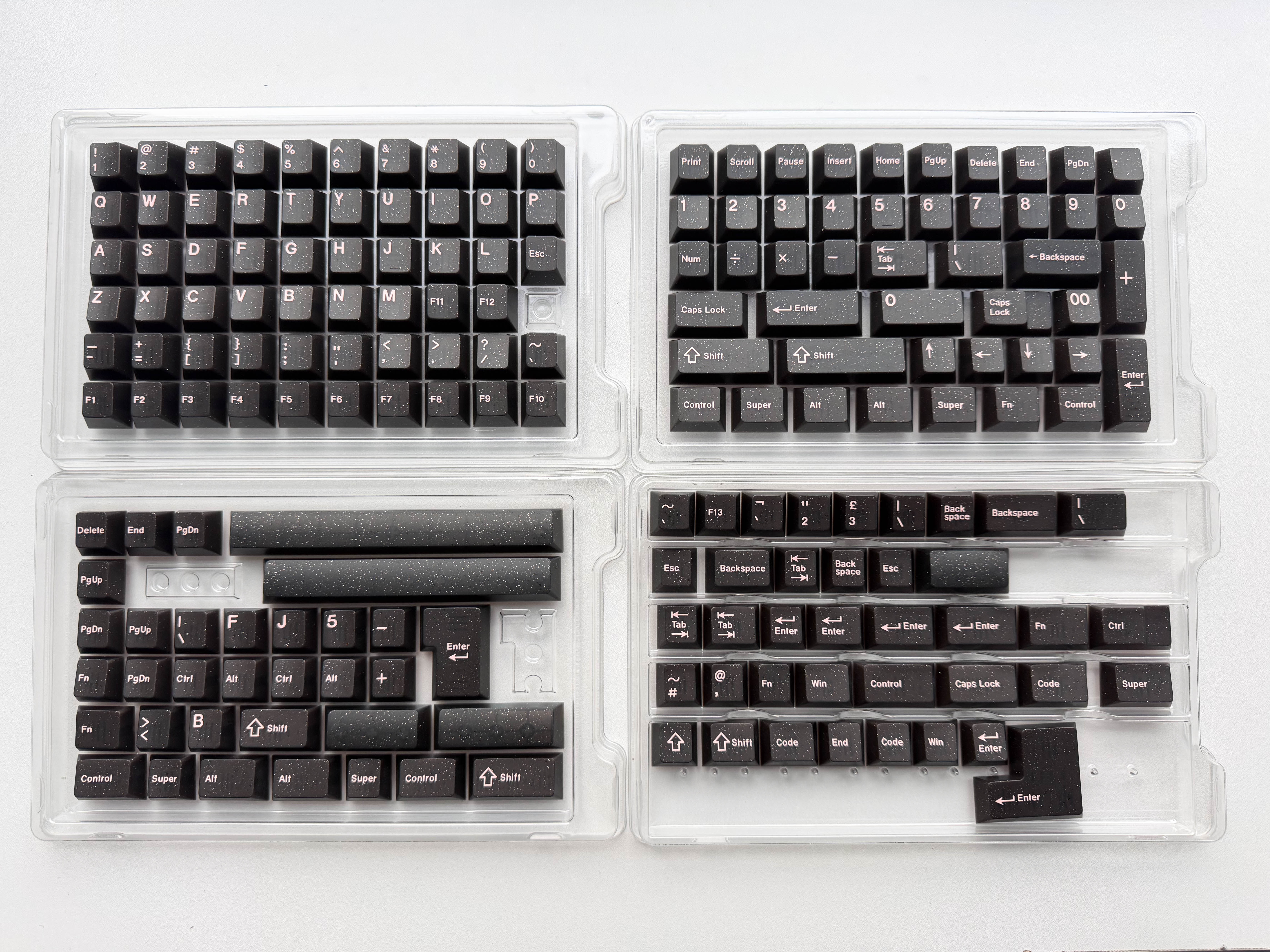 Pink on Black Glitter Doubleshot ABS Keycaps