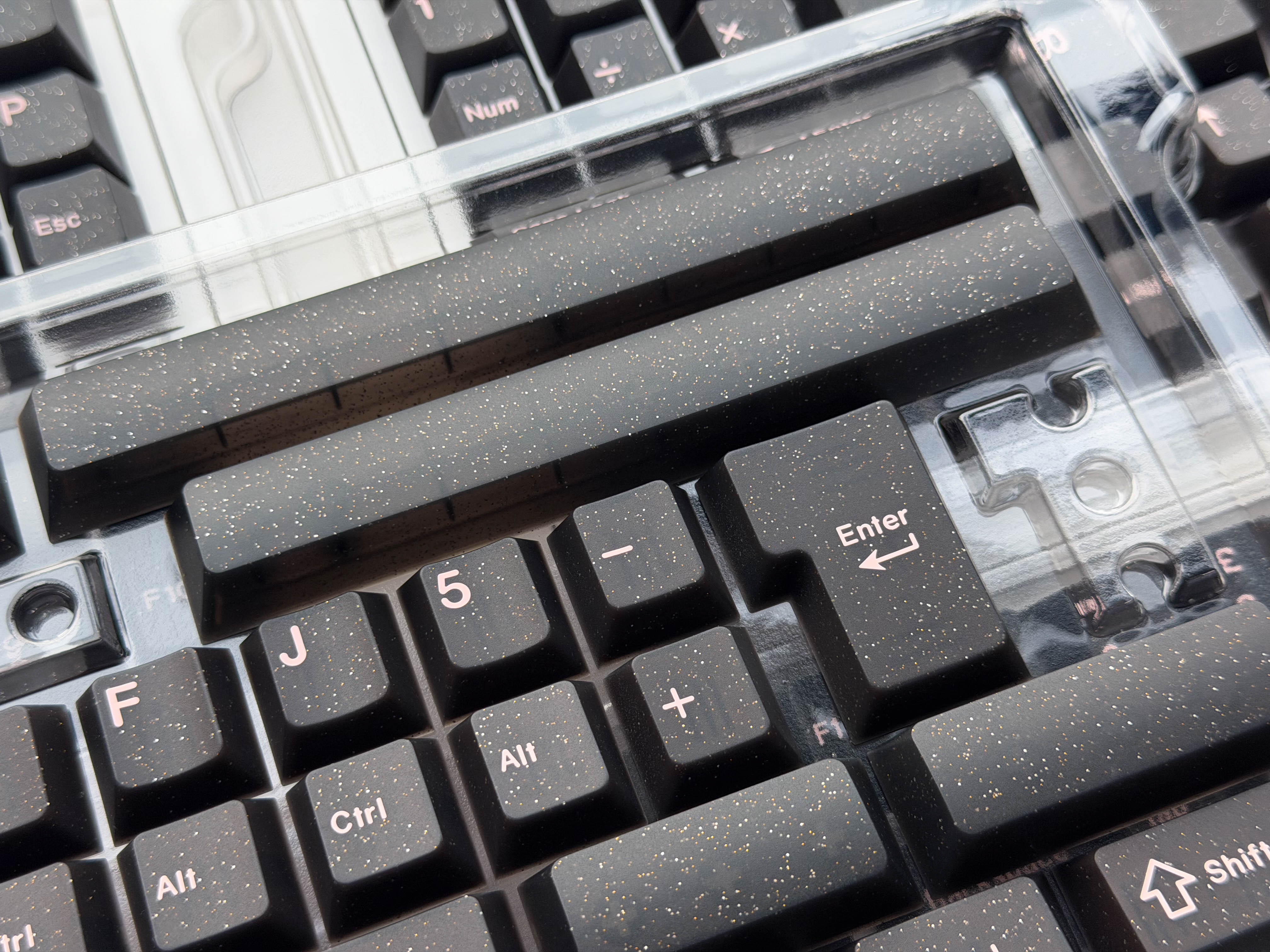 Pink on Black Glitter Doubleshot ABS Keycaps