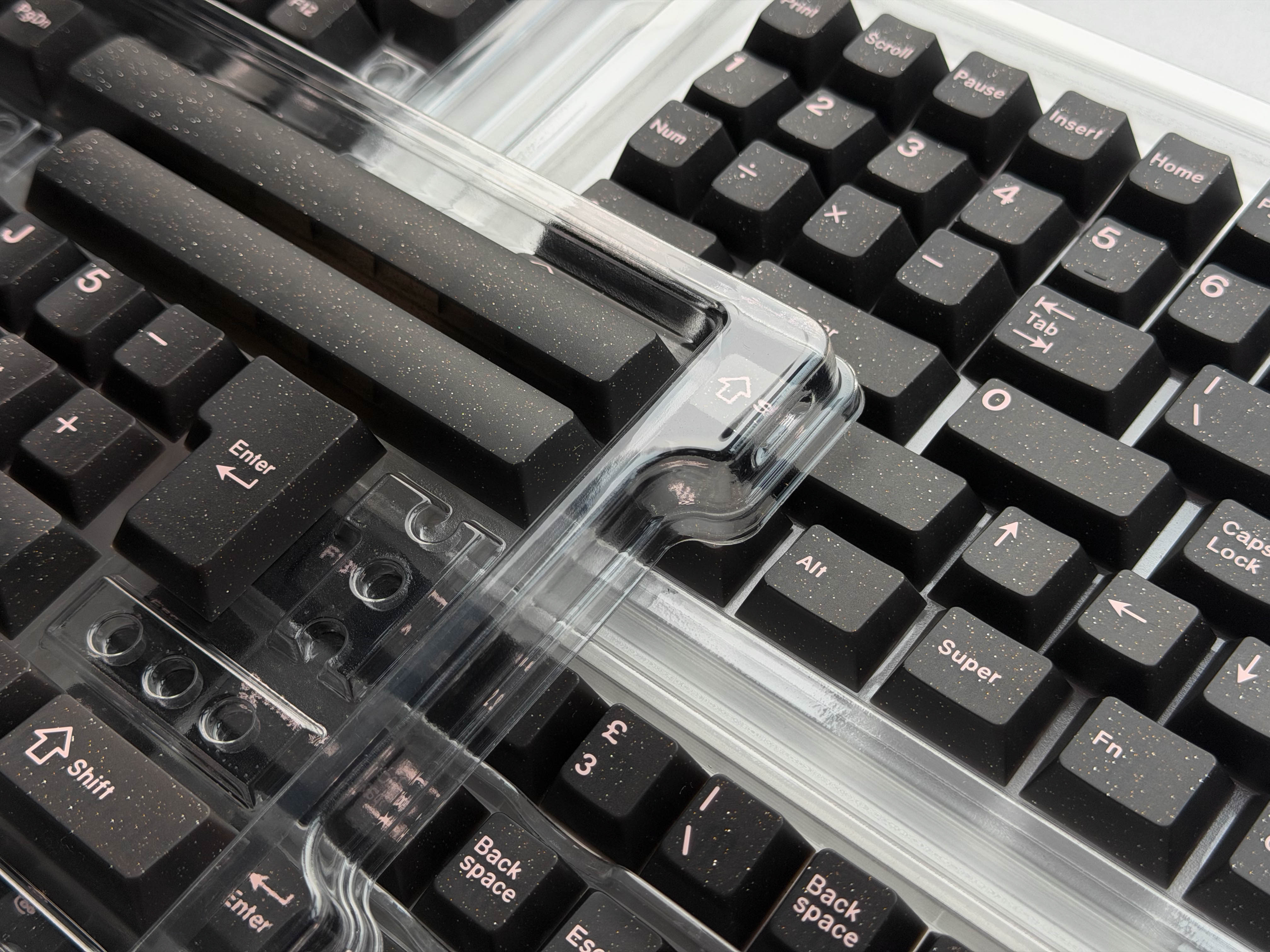 Pink on Black Glitter Doubleshot ABS Keycaps