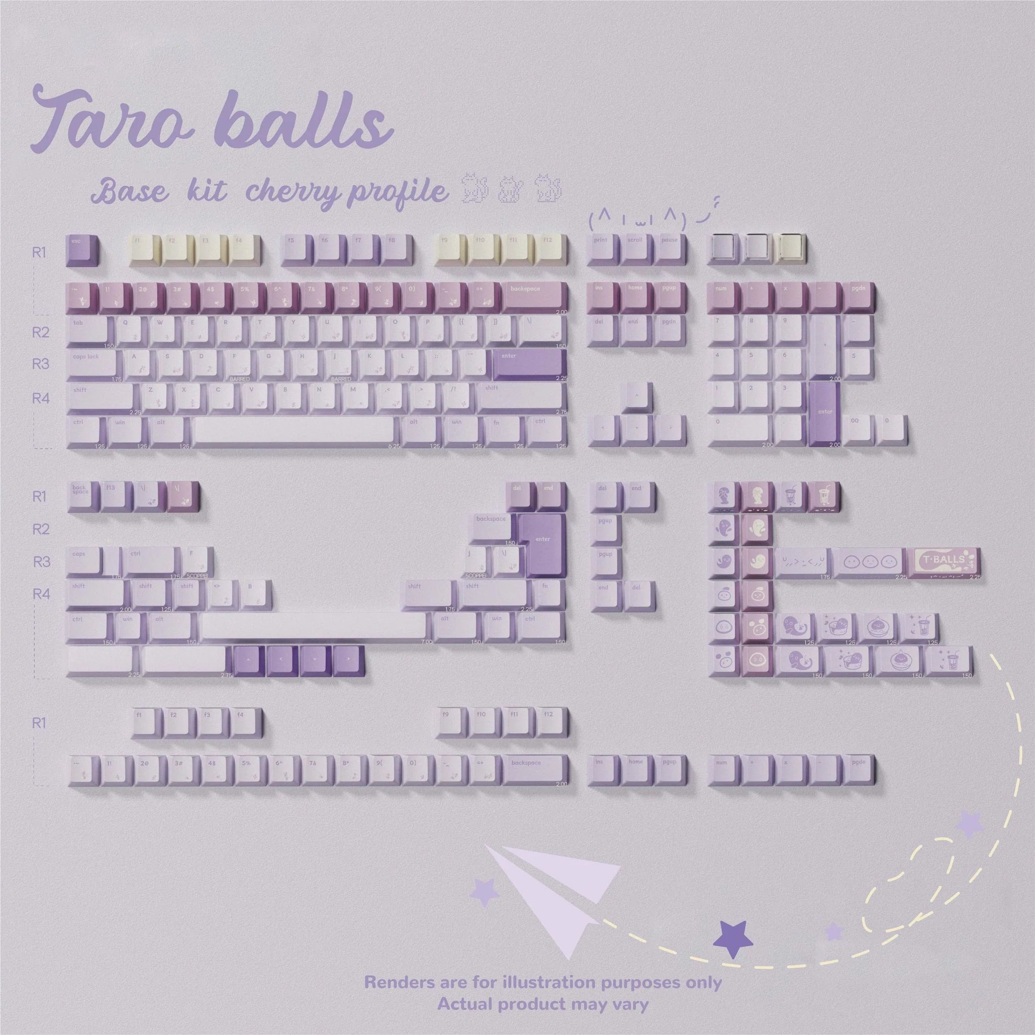 QK Taro Balls Keycaps