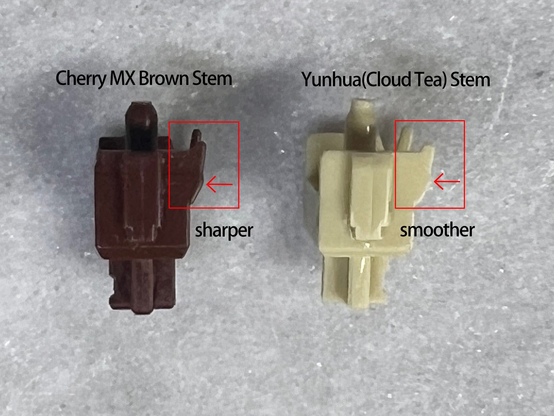 Smoother Tactile bumps on the Cloud Tea switches.